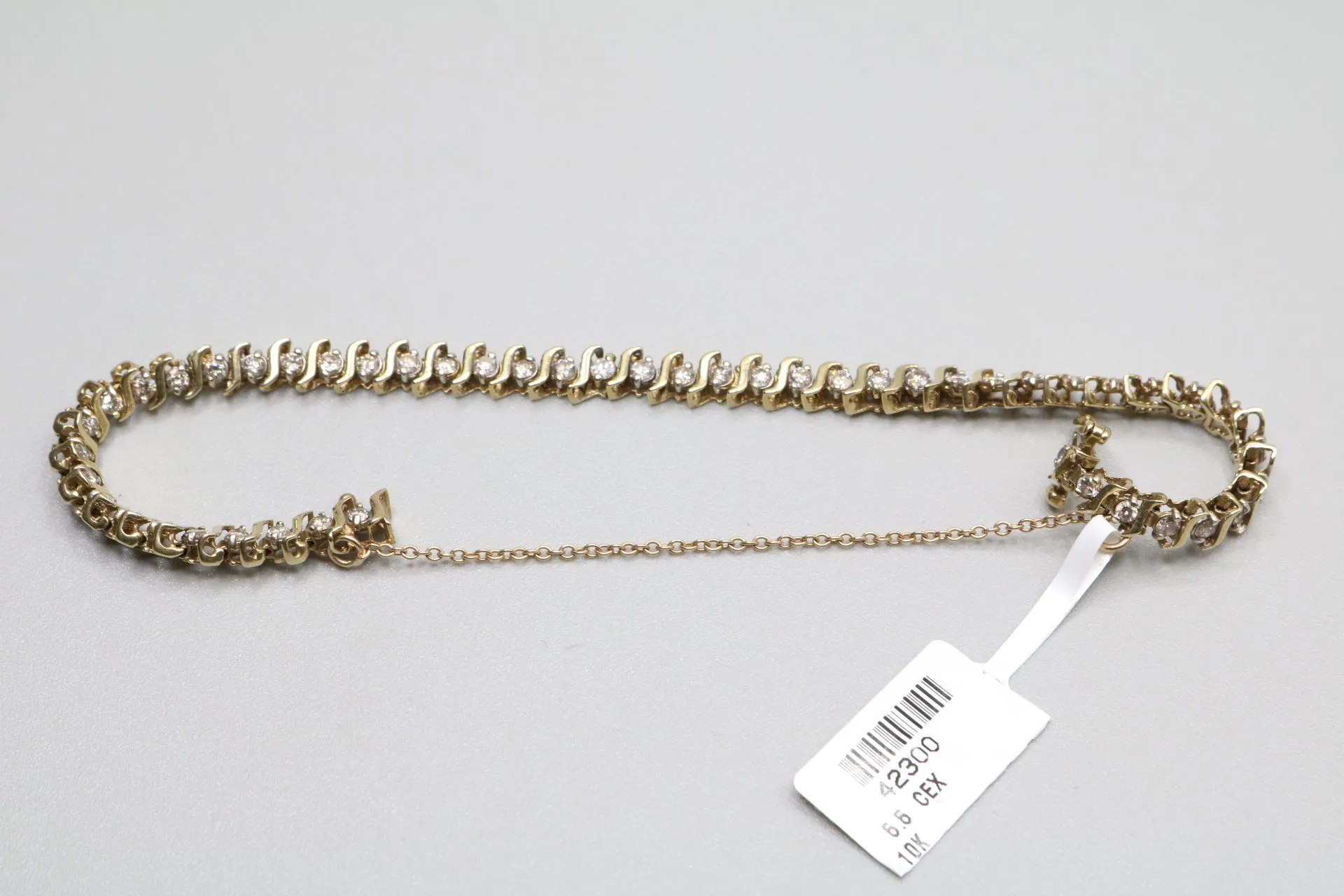 10K Yellow Gold Diamond Tennis Bracelet (1.47 CTW) (Length 4.5")