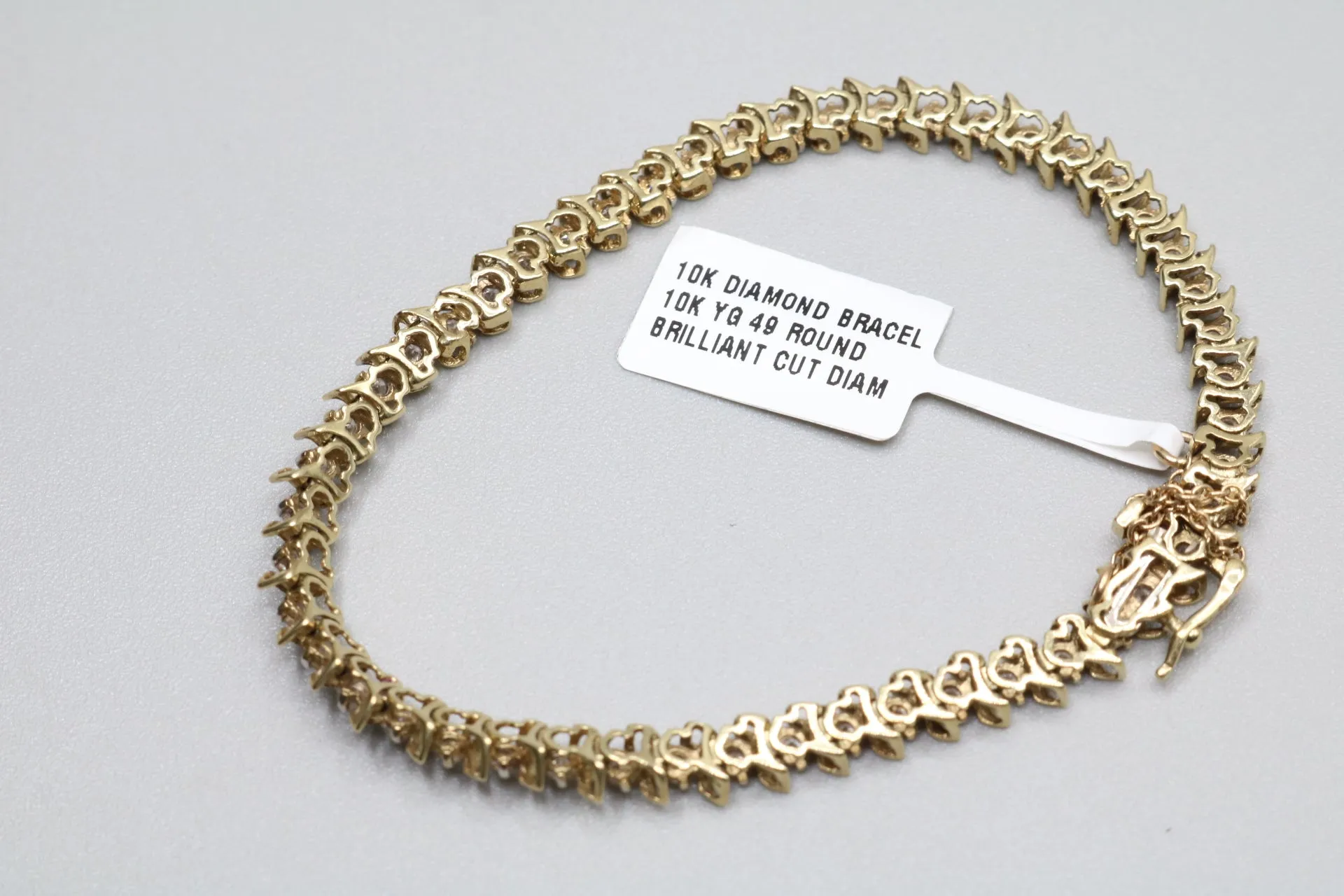 10K Yellow Gold Diamond Tennis Bracelet (1.47 CTW) (Length 4.5")