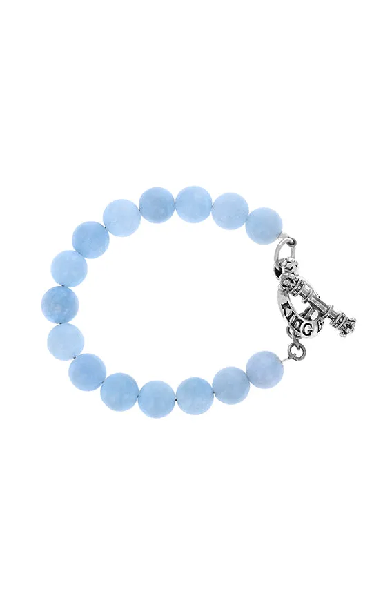 10mm Light Blue Aquamarine Bracelet w/ T-Bar & Toggle