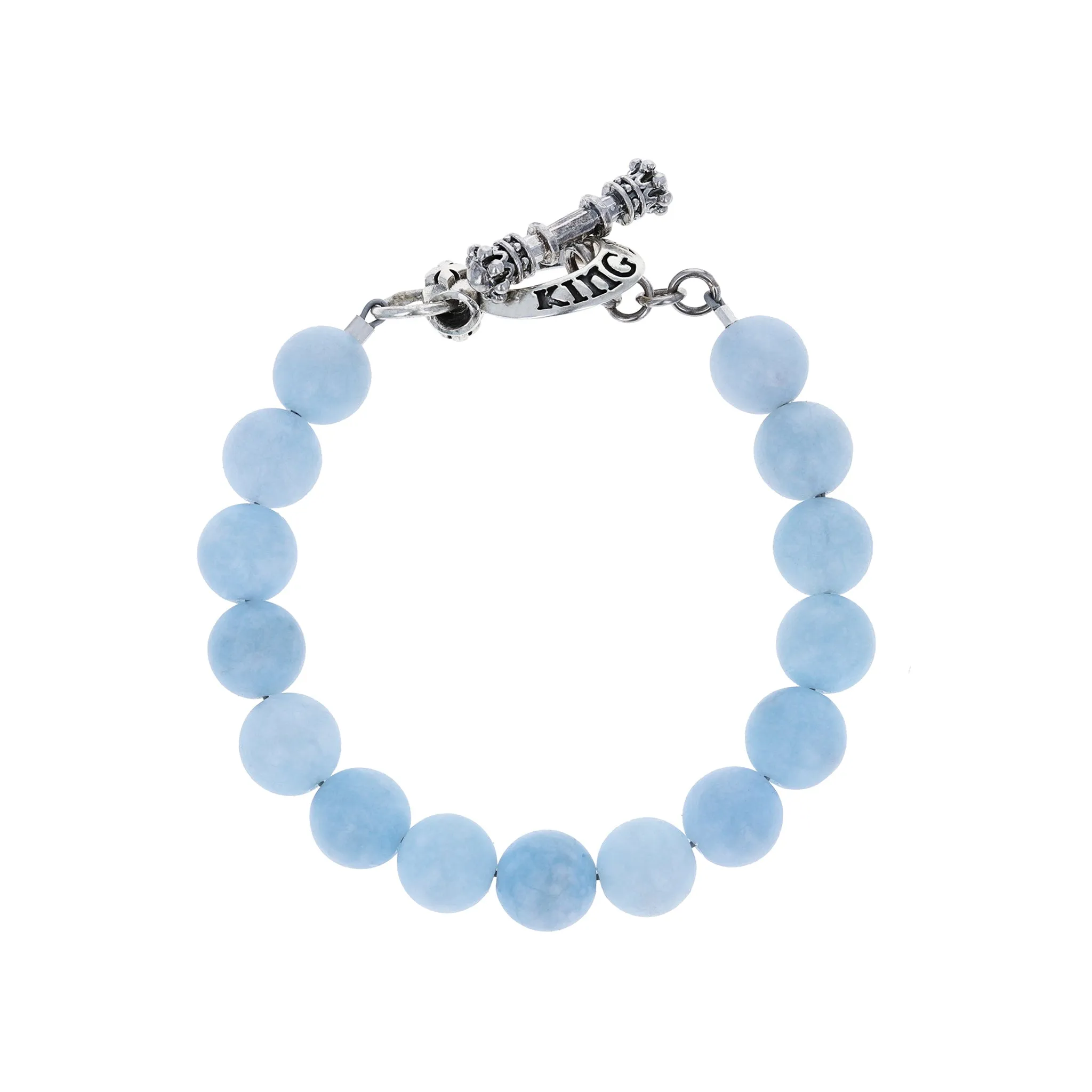 10mm Light Blue Aquamarine Bracelet w/ T-Bar & Toggle