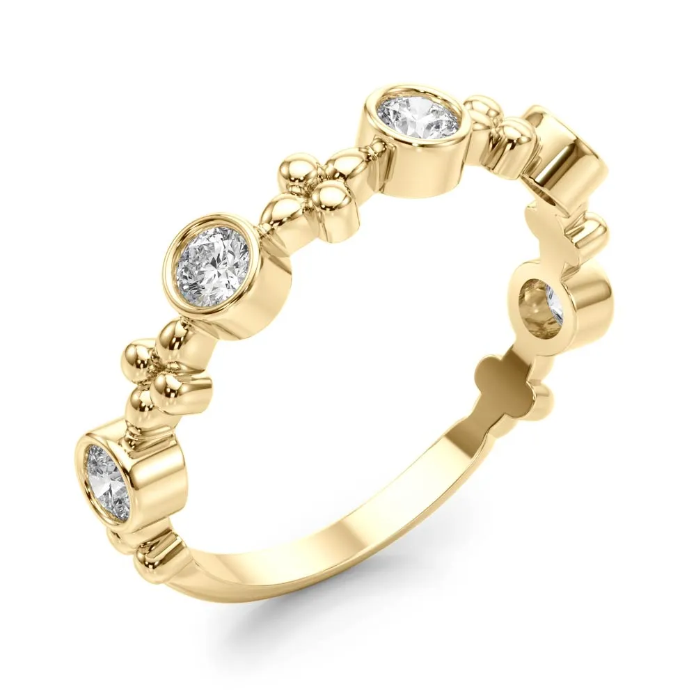 14K Bezel Set Stackable / Ladies Wedding Band