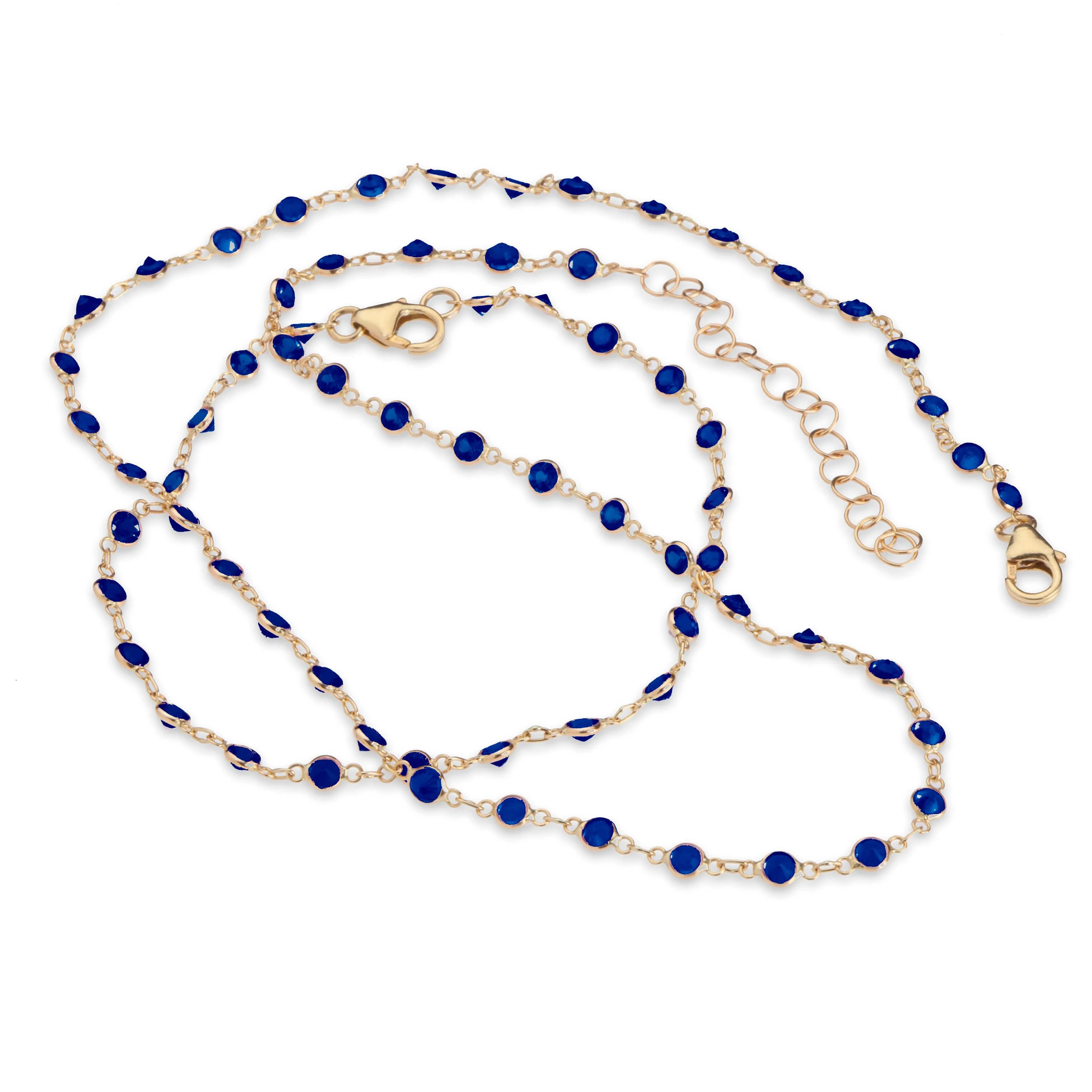 14K Gold Blue Sapphire Strand Bracelet