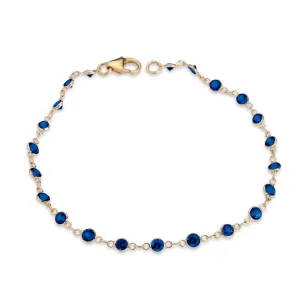 14K Gold Blue Sapphire Strand Bracelet