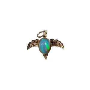 14K Gold Ethiopian Opal Bird Pendant