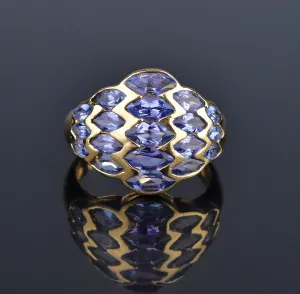 14K Gold Marquise Tanzanite Dome Cocktail Ring ON HOLD