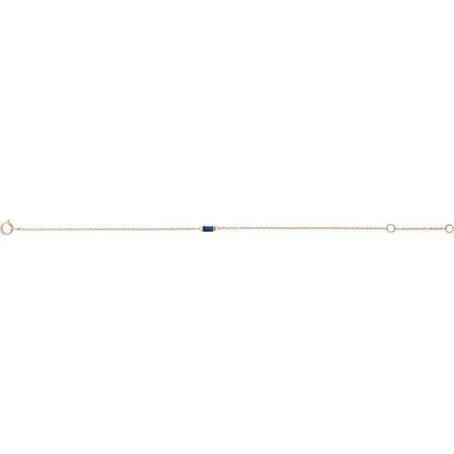 14K Gold Natural Blue Sapphire Baguette Bracelet