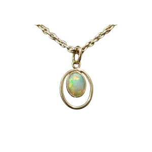 14k Gold Oval Opal Pendant