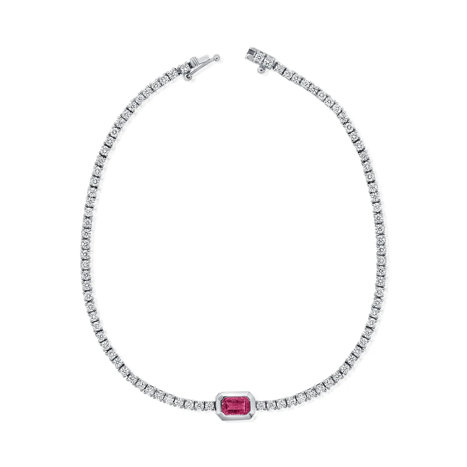 14K Gold Pink Sapphire & Diamond Tennis Bracelet