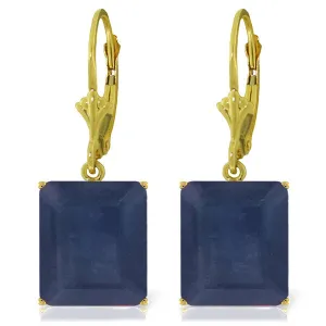 14K Solid Yellow Gold Leverback Earrings w/ Sapphires