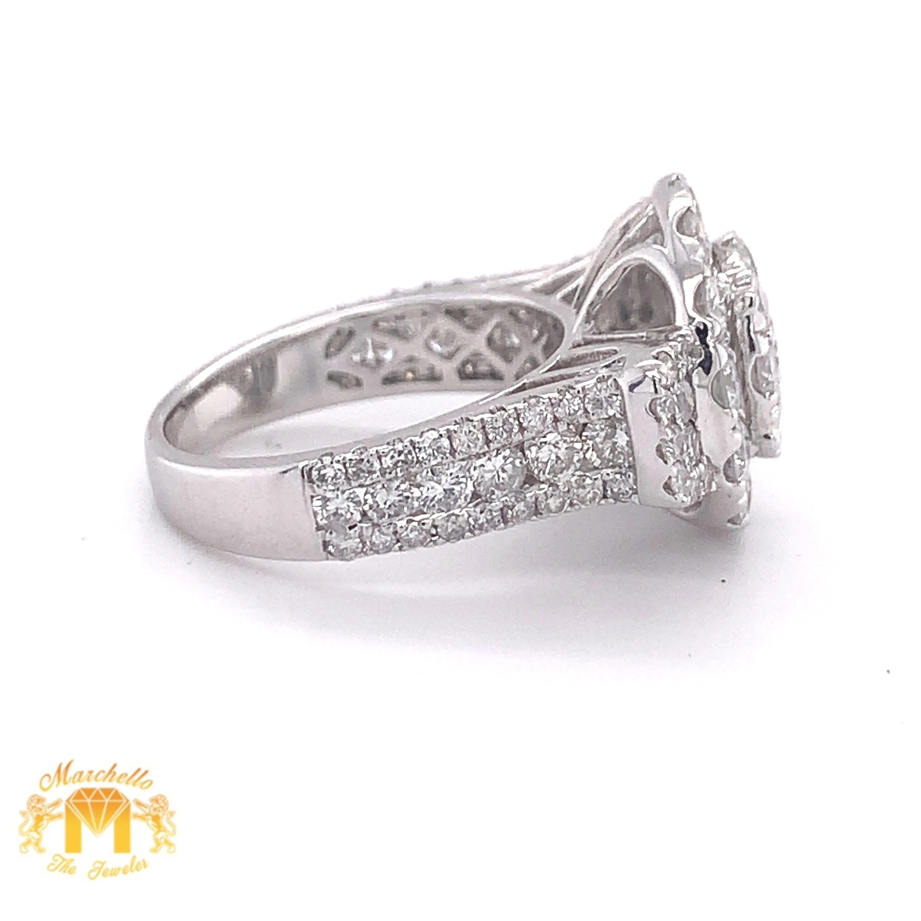 14k White Gold Cocktail Diamond Ring (round top)