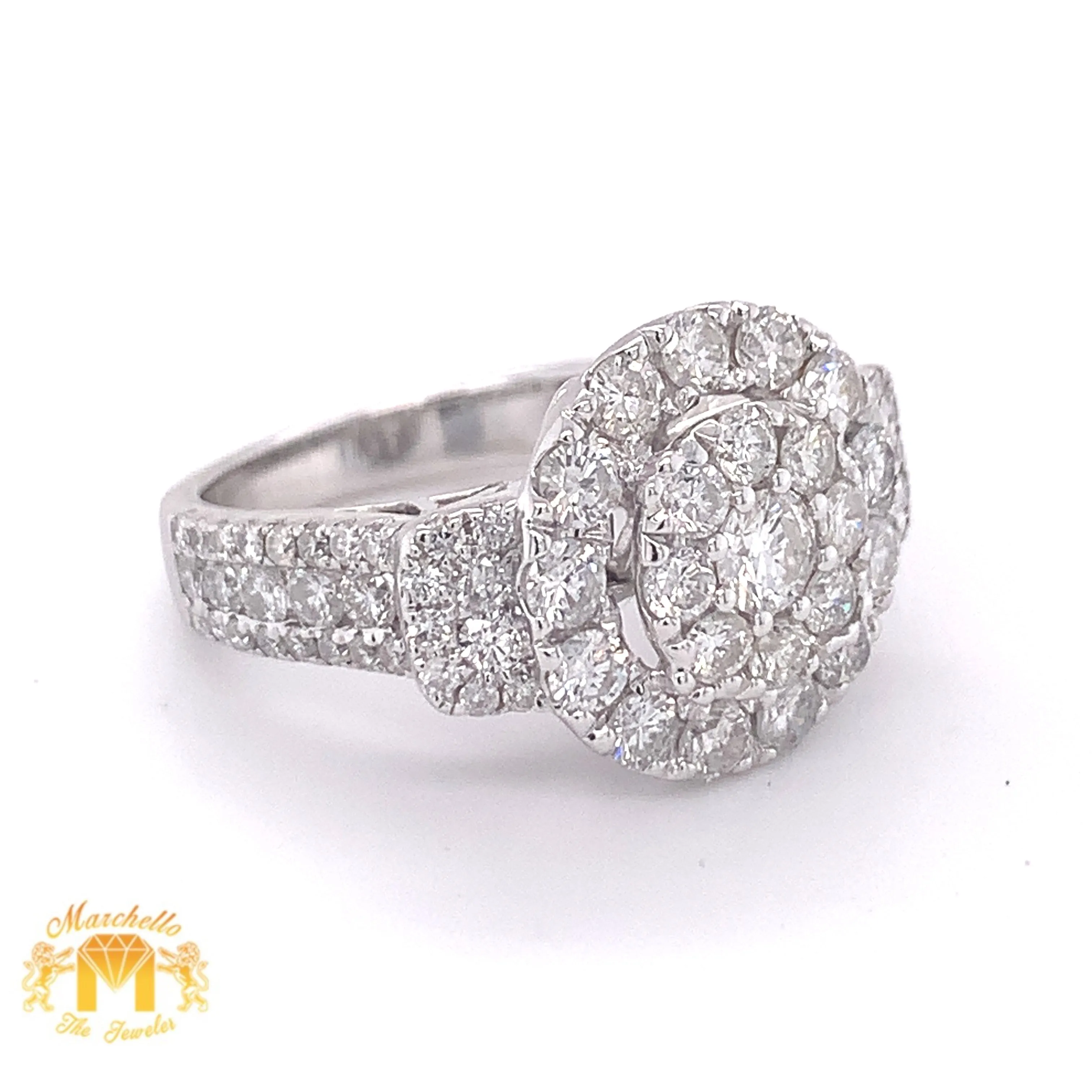 14k White Gold Cocktail Diamond Ring (round top)