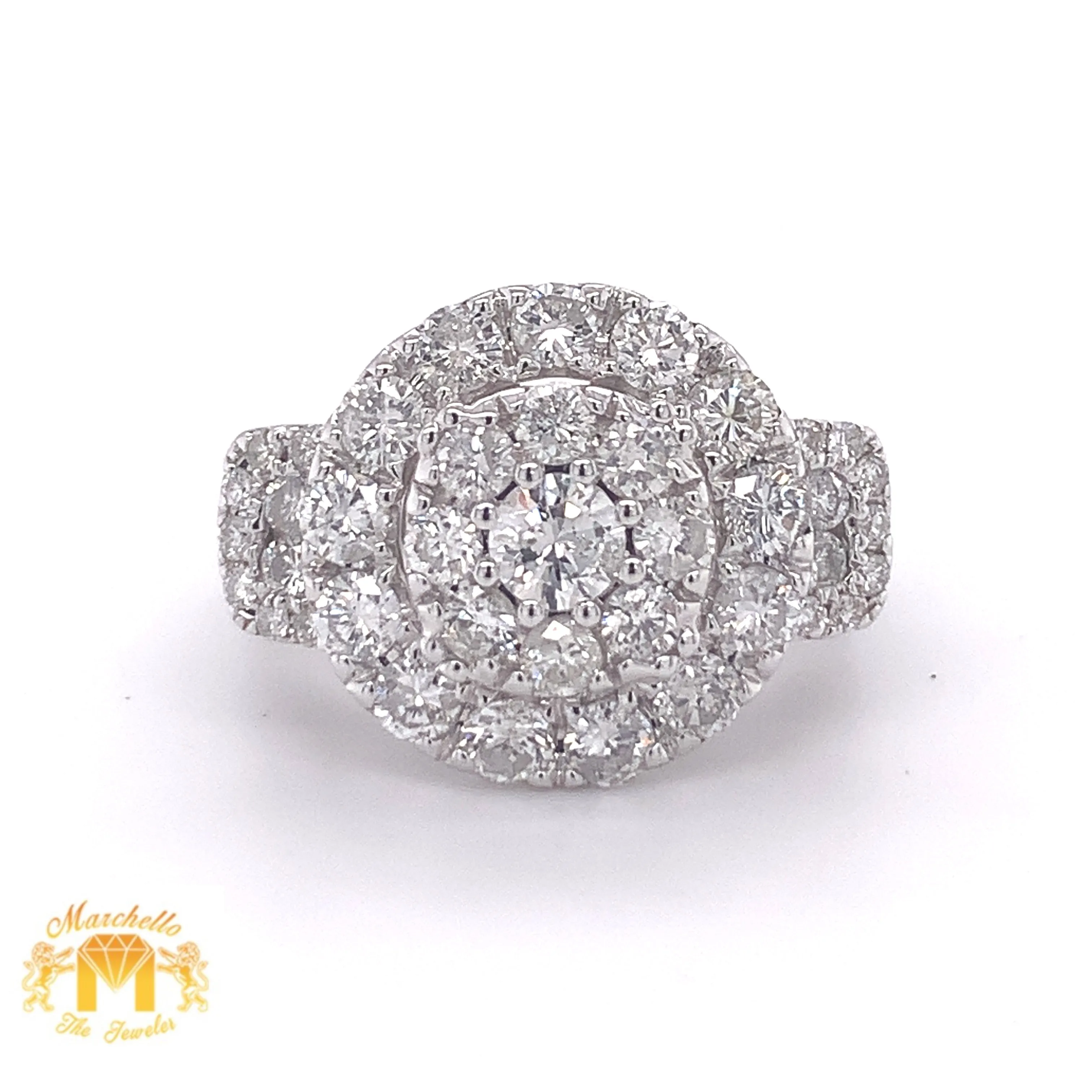 14k White Gold Cocktail Diamond Ring (round top)