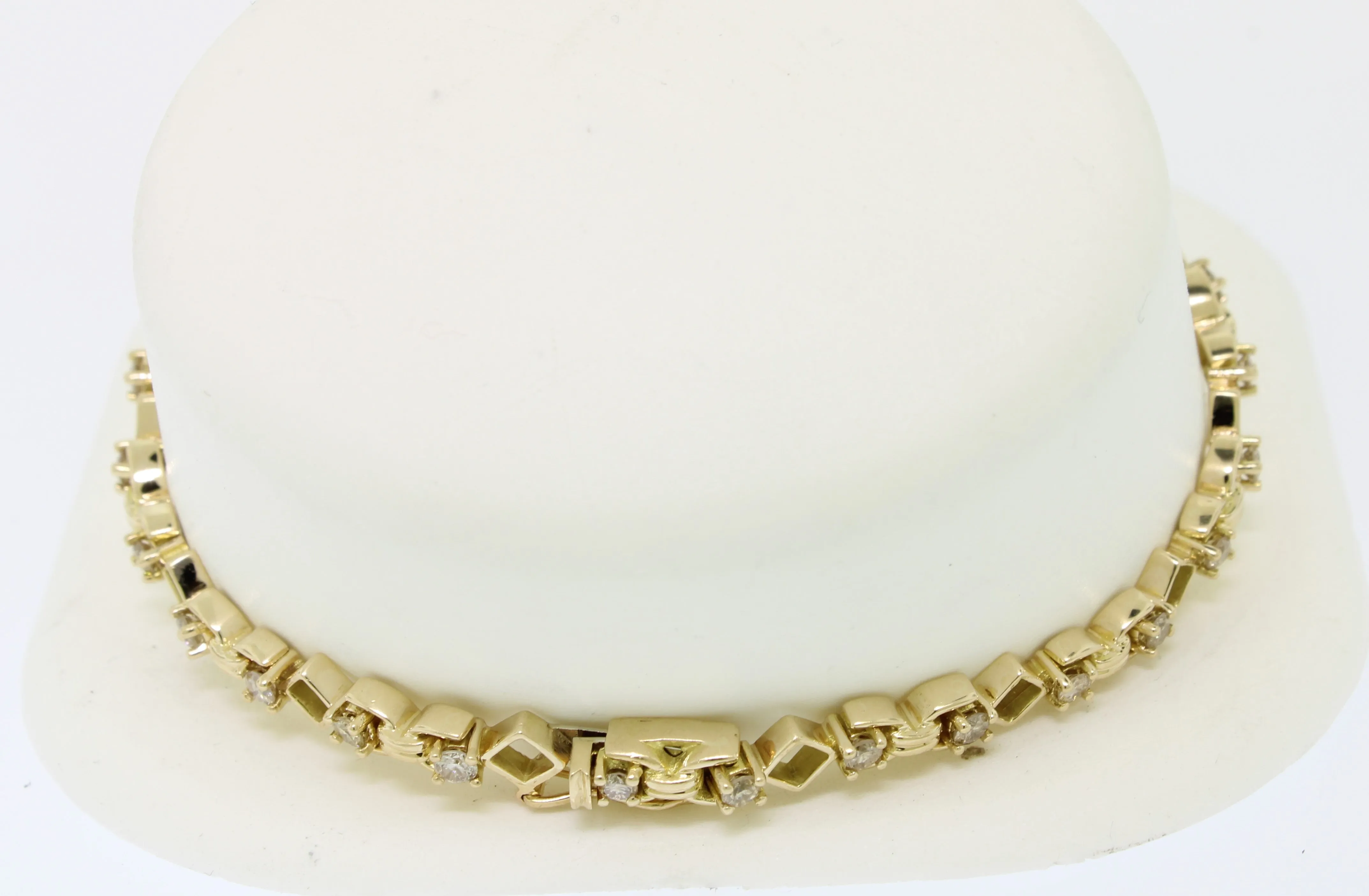 14K Yellow Gold 7.25" Diamond Tennis-Style Bracelet 1CTW TLB (Estate Jewelry)