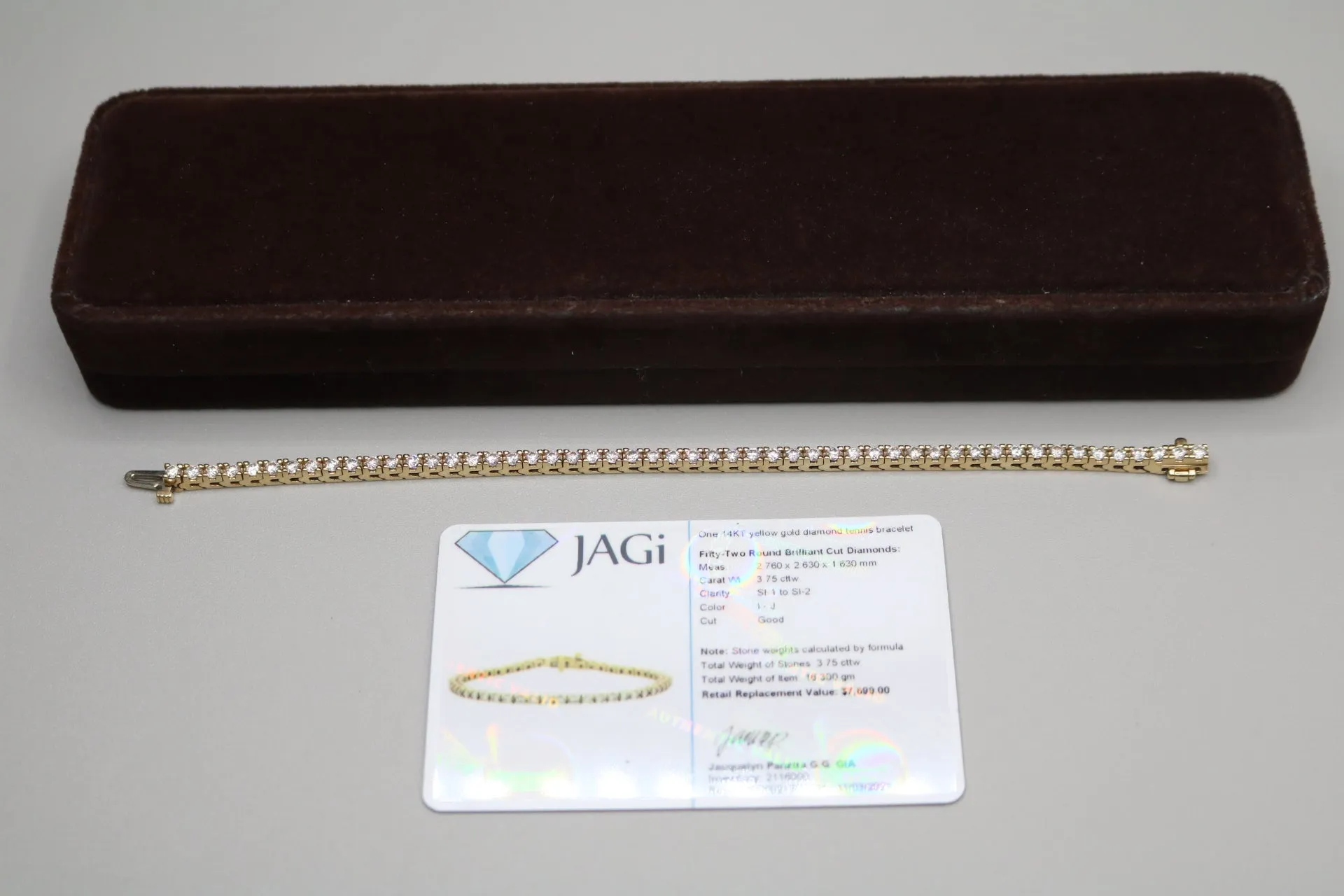 14K Yellow Gold Diamond Tennis Bracelet (3.75 CTW) (Local Pick-up only) (Clearance)