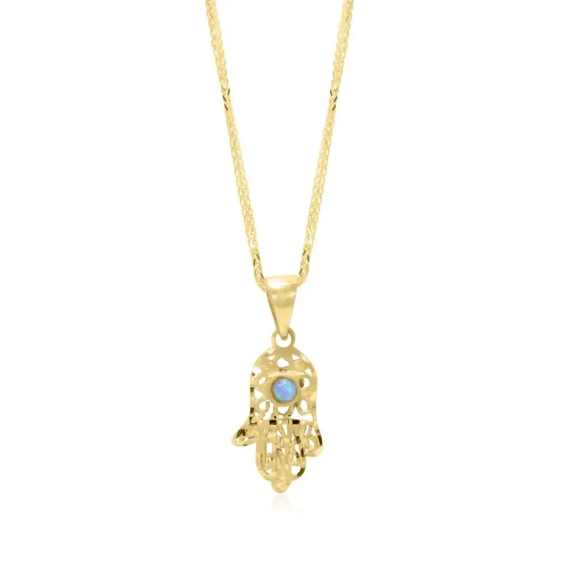 14K Yellow Gold Hand Blue Opal 3mm Pendant