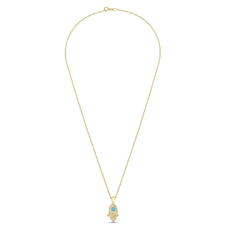 14K Yellow Gold Hand Blue Opal 3mm Pendant