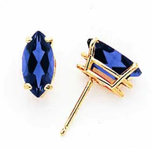 14k Yellow Gold Marquise Sapphire Earring