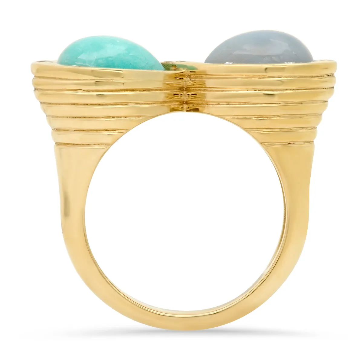 14K YG Lavender Opal and Amazonite Diamond Infinity Ring