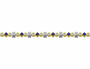 14kt Yellow Gold Princess Sapphire & Diamond Bracelet