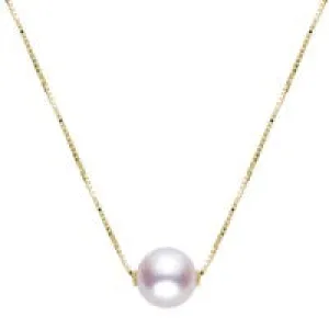 14KY Akoya Solitaire Pearl Necklace w/ 17"