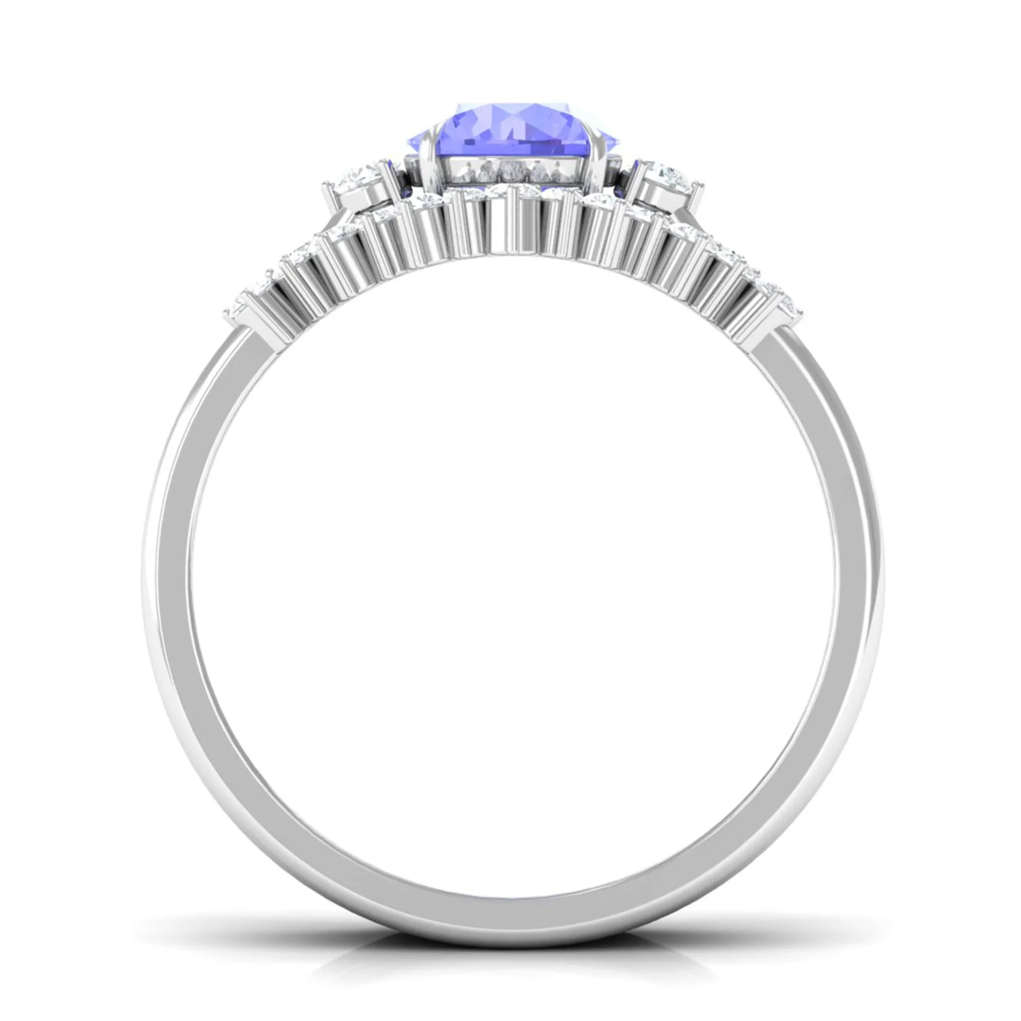 1.5 CT Round Tanzanite Designer Trio Wedding Ring Set with Diamond