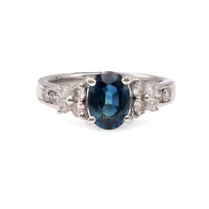 1.50 Carat Sapphire Diamond Platinum Ring