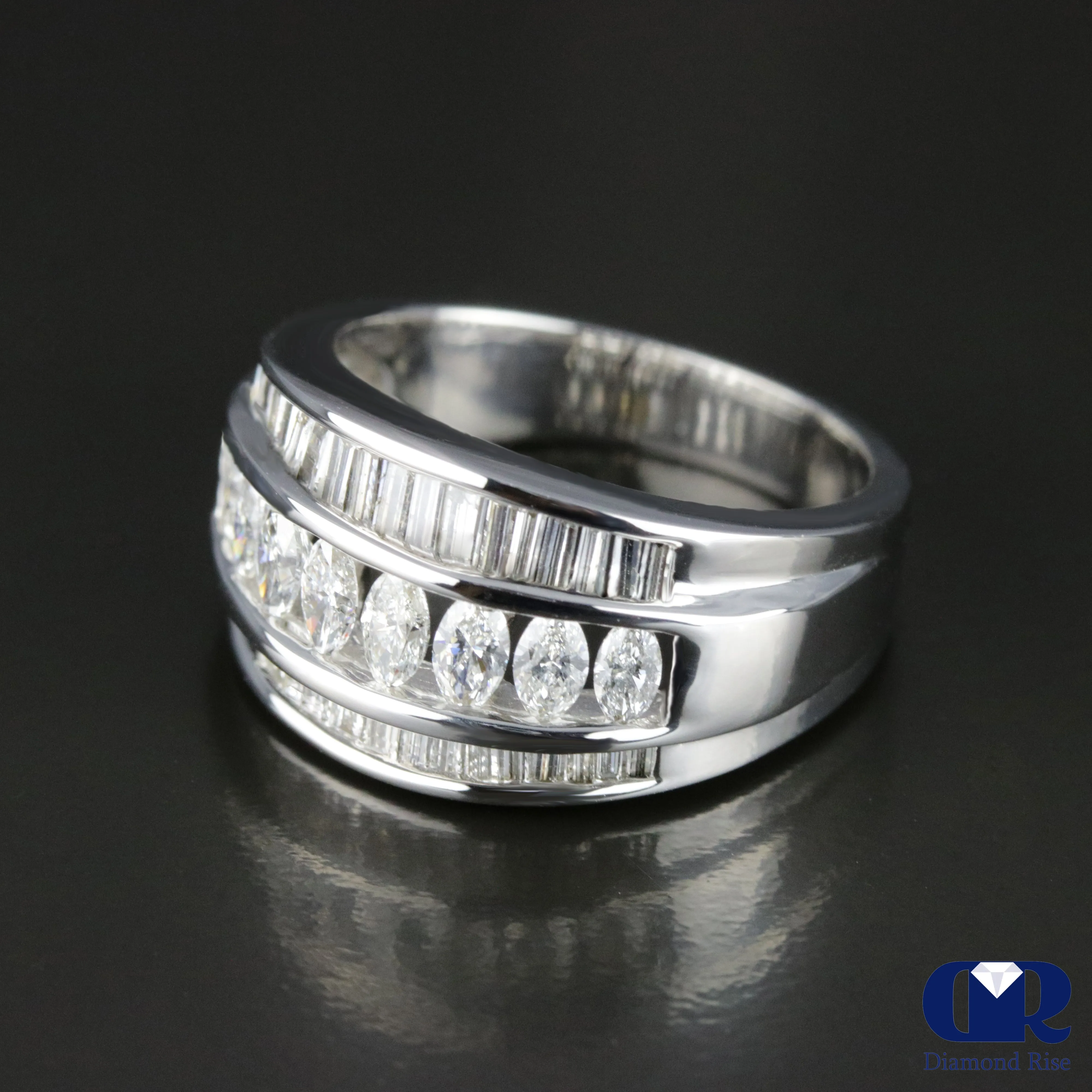 1.52 Carat Diamond Cocktail Ring In 14K White Gold