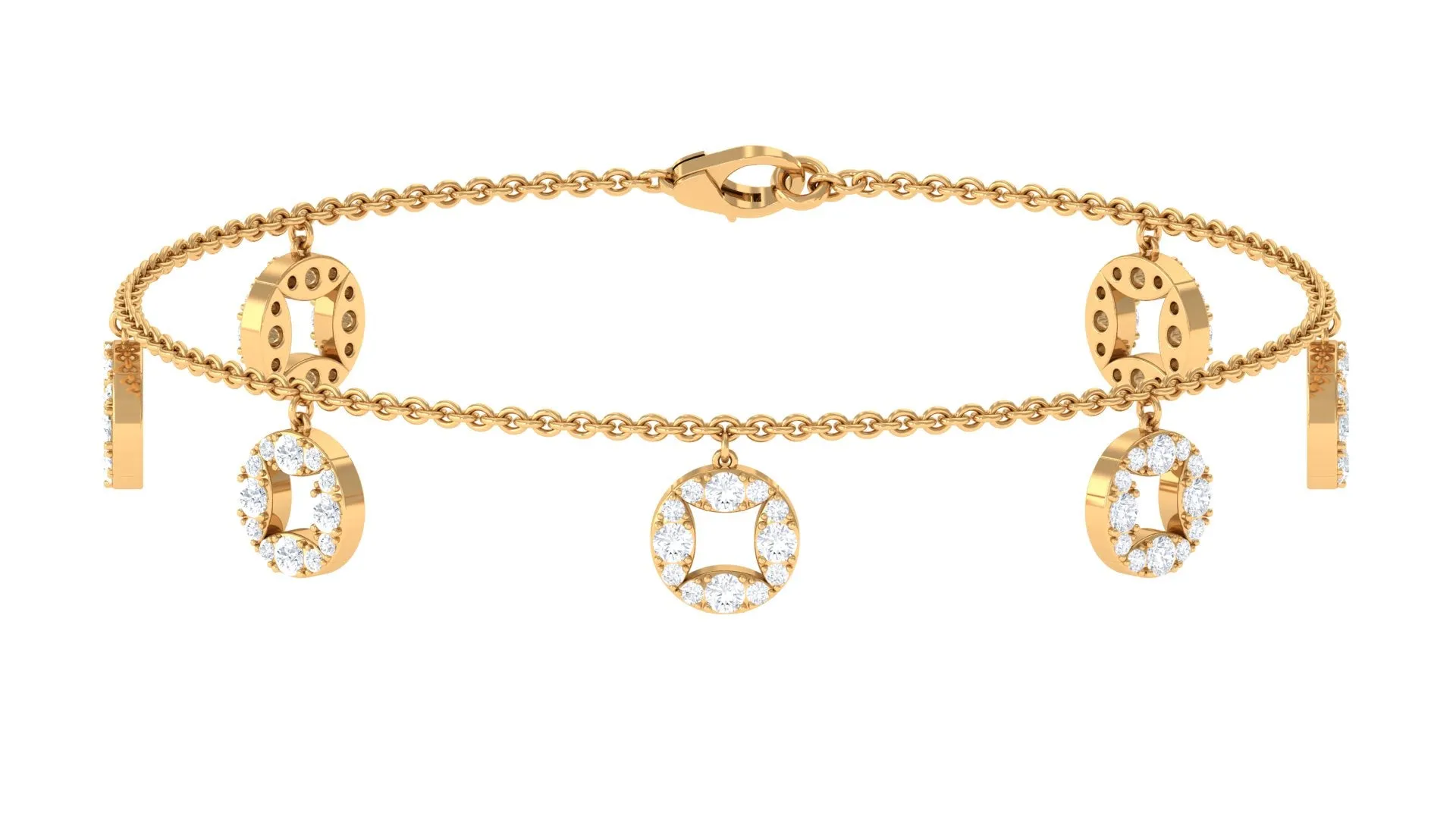 1.75 CT Minimal Moissanite Gold Chain Charm Bracelet