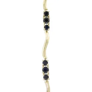 1.76 Carat 14K Solid Yellow Gold Tennis Bracelet Sapphire Diamond