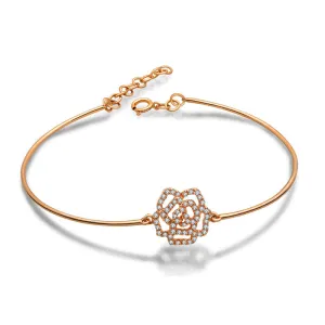 18k Gold Diamond Rose Bangle