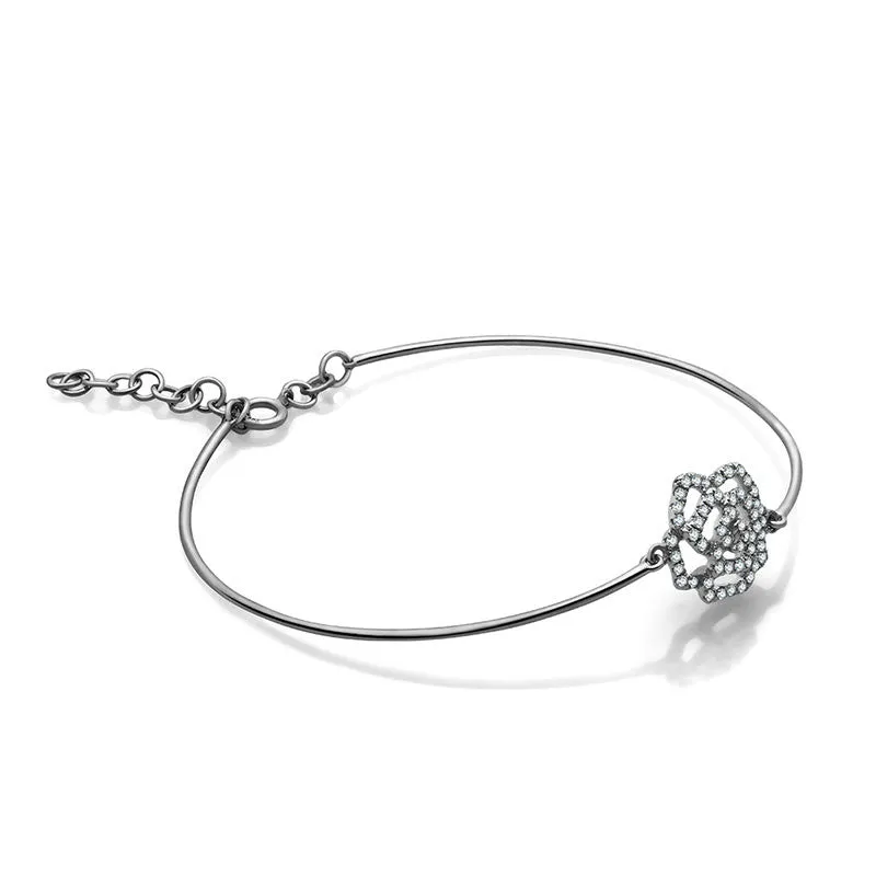 18k Gold Diamond Rose Bangle