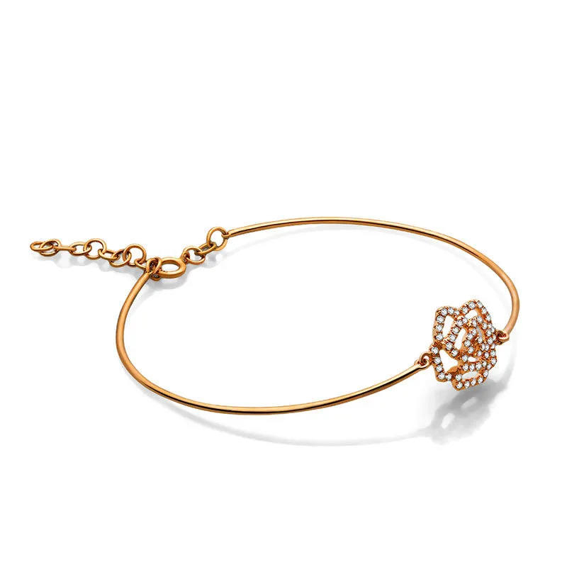 18k Gold Diamond Rose Bangle