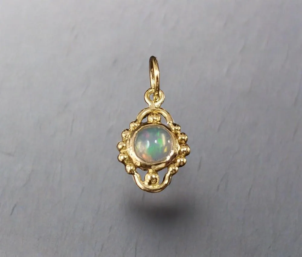 18k Gold Ethiopian Opal Dainty Pendant