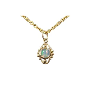 18k Gold Ethiopian Opal Dainty Pendant