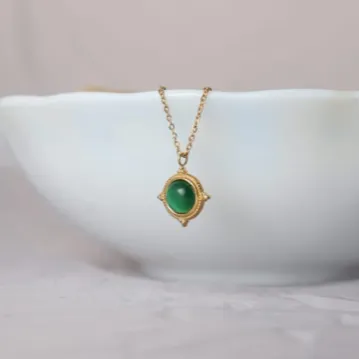 18K Gold-Filled Green Gemstone Necklace