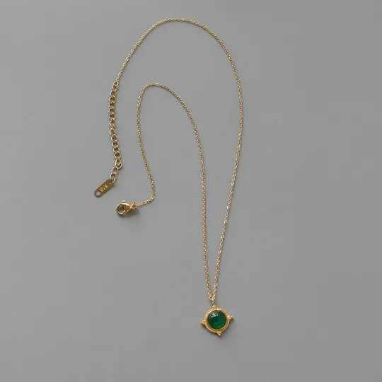 18K Gold-Filled Green Gemstone Necklace