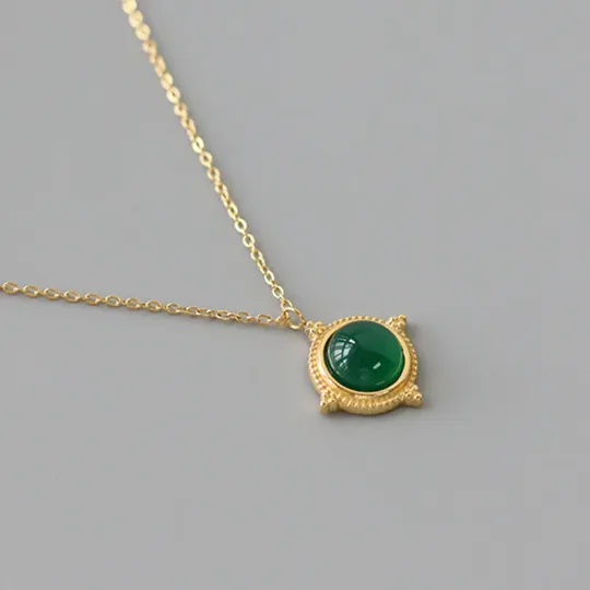 18K Gold-Filled Green Gemstone Necklace