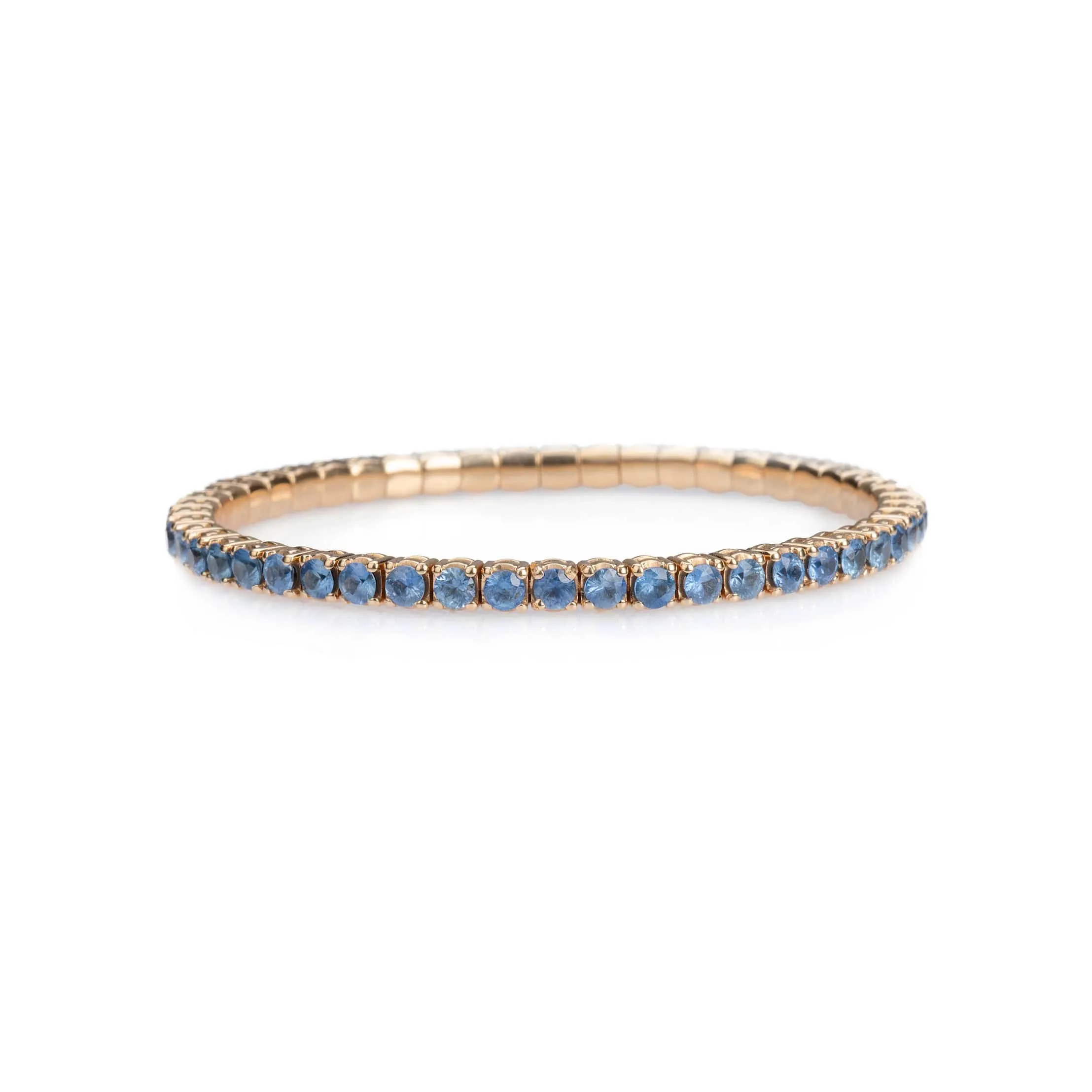 18K Gold Stretch Sky Blue Sapphire Tennis Bracelet, 2.25-8.58 Carats