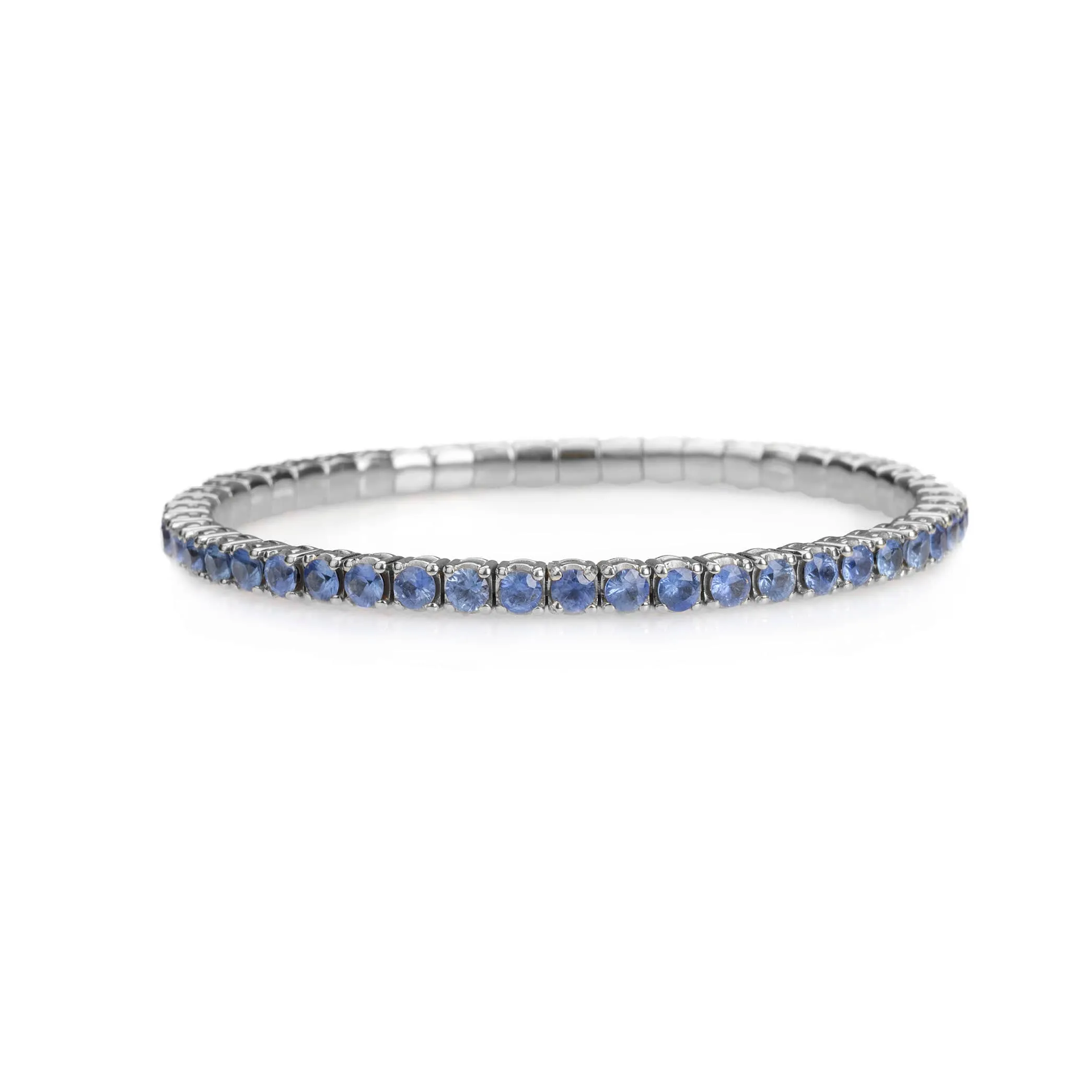 18K Gold Stretch Sky Blue Sapphire Tennis Bracelet, 2.25-8.58 Carats