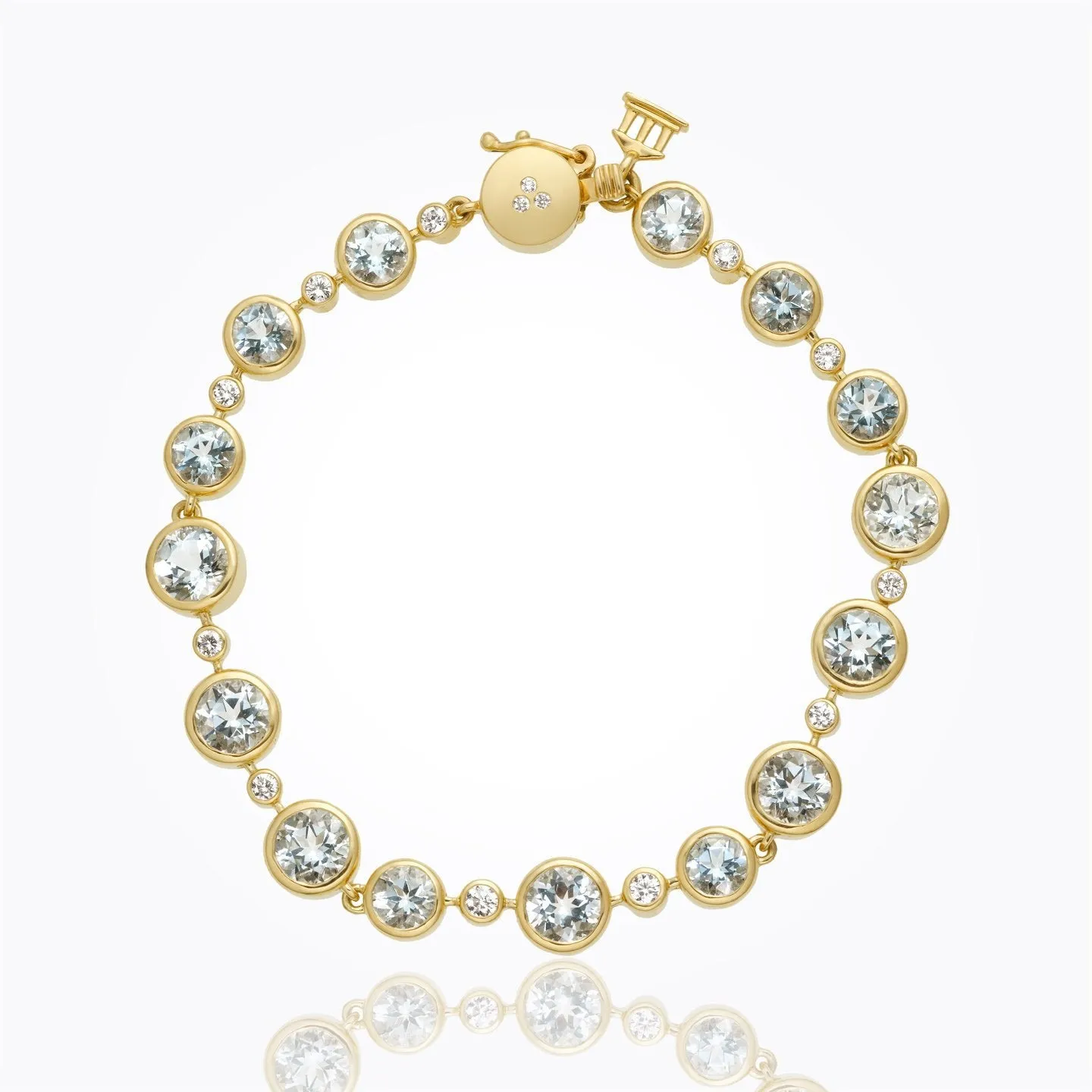 18K Single Round Bracelet with aquamarine and diamond