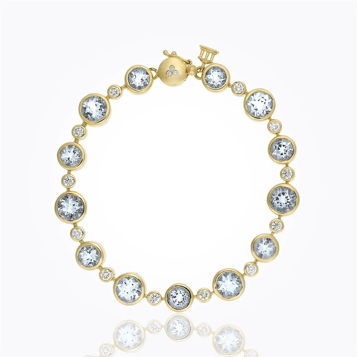 18K Single Round Bracelet with aquamarine and diamond