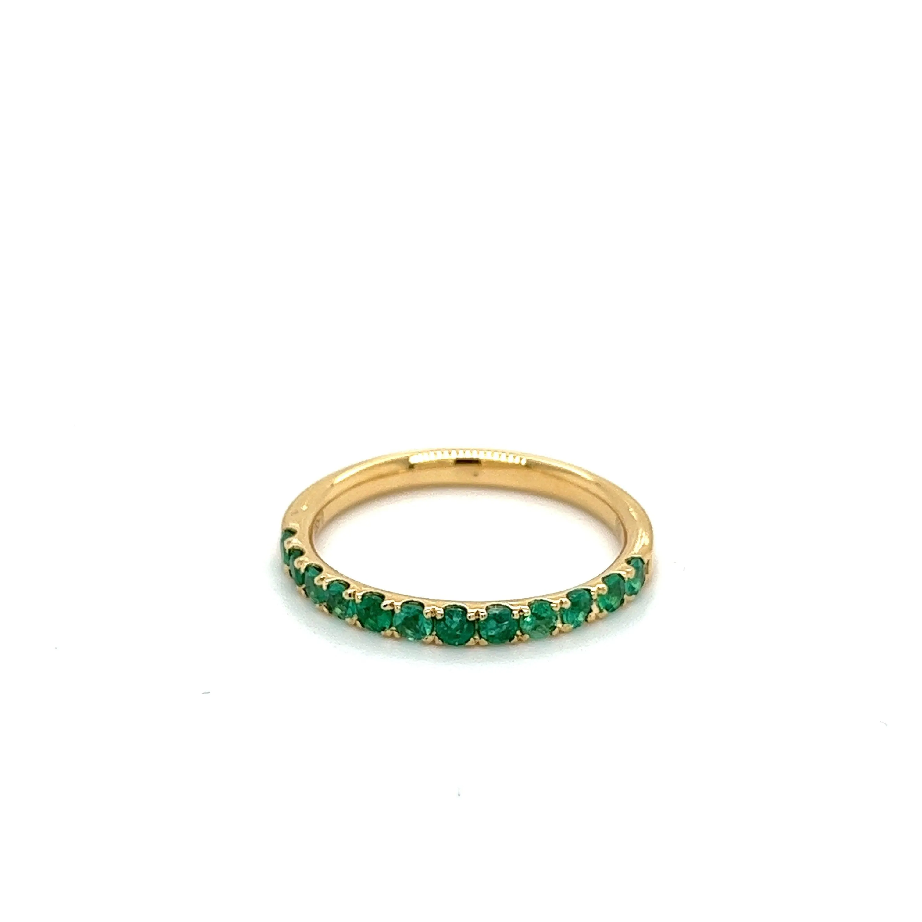 18k Solid Gold Natural Round Emerald Band | Size 6.5-7.5 | 2.0-2.5mm