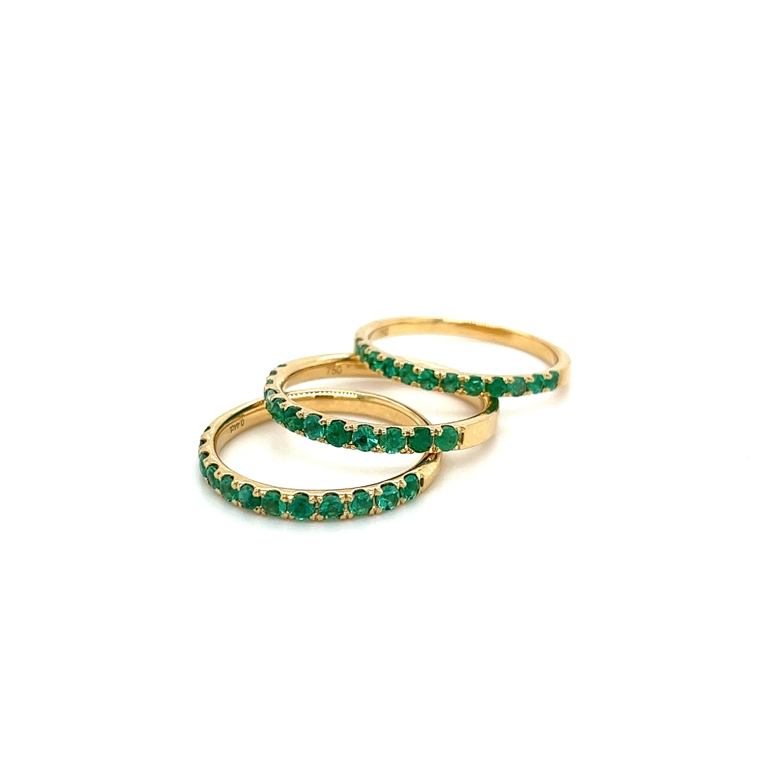 18k Solid Gold Natural Round Emerald Band | Size 6.5-7.5 | 2.0-2.5mm