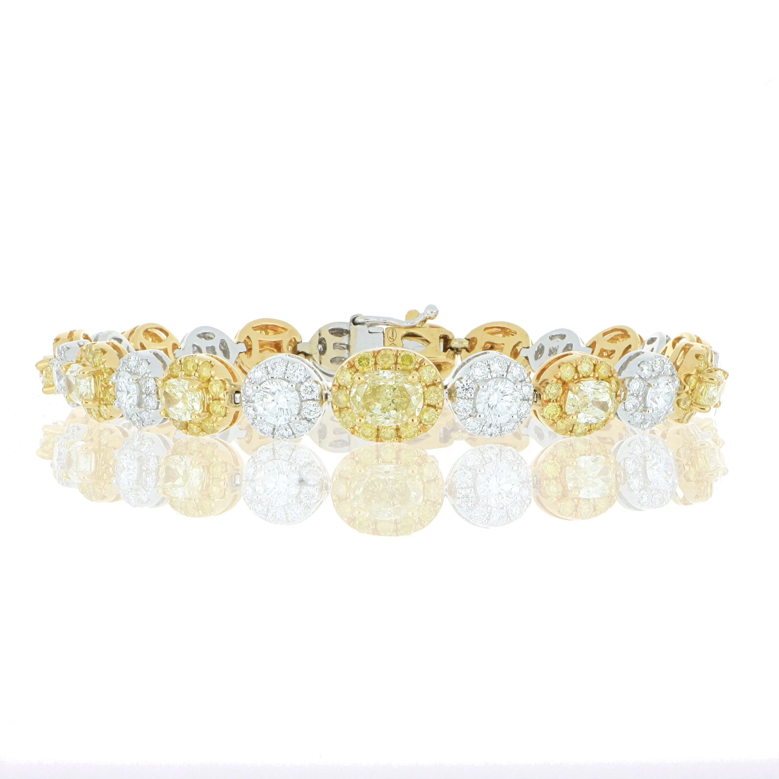 18k White and Yellow Fancy Colored Diamond Bracelet