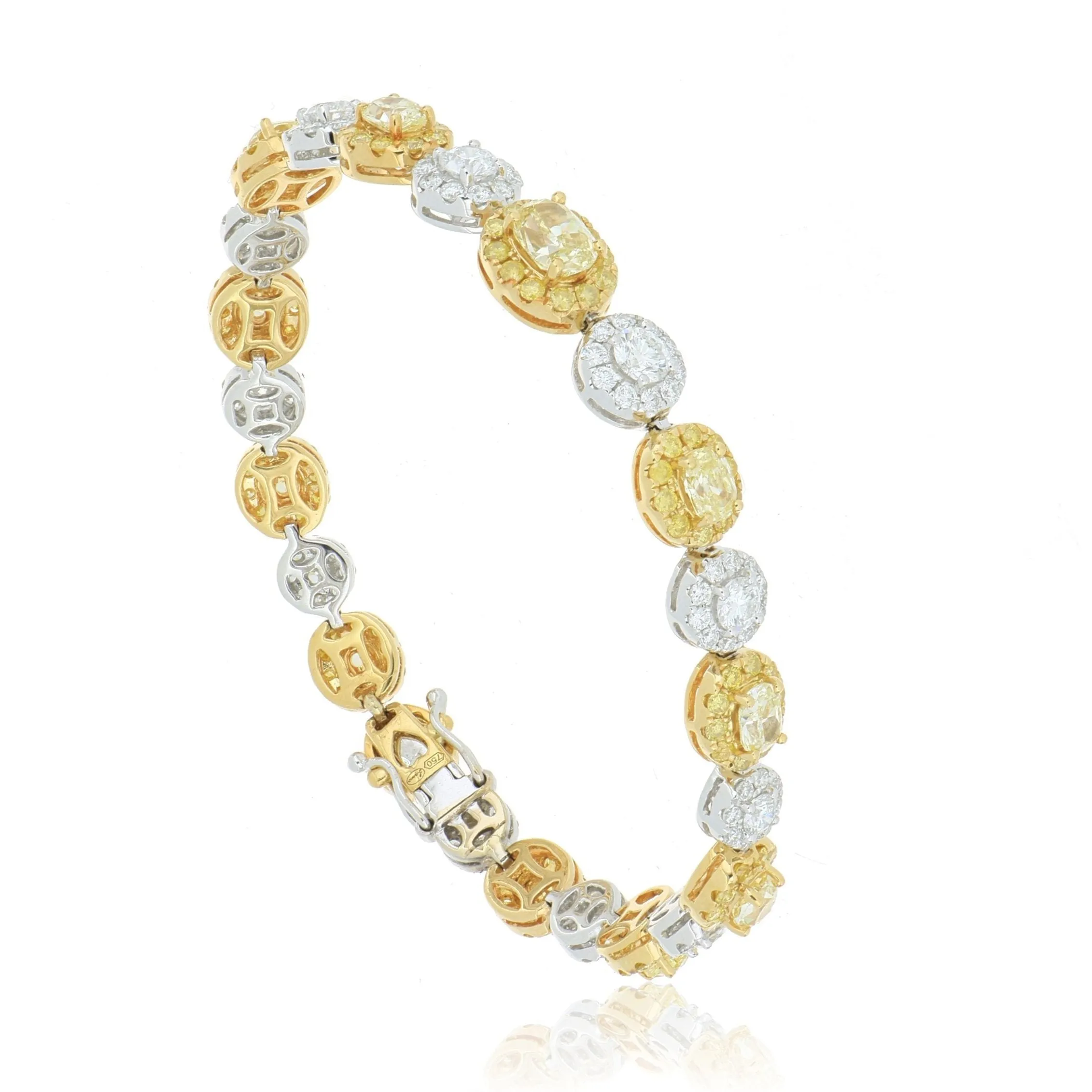 18k White and Yellow Fancy Colored Diamond Bracelet