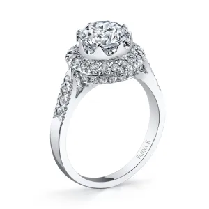 18K White Gold Halo Diamond Engagement Ring