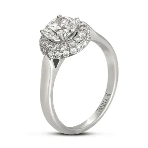 18K White Gold Halo Diamond Engagement Ring