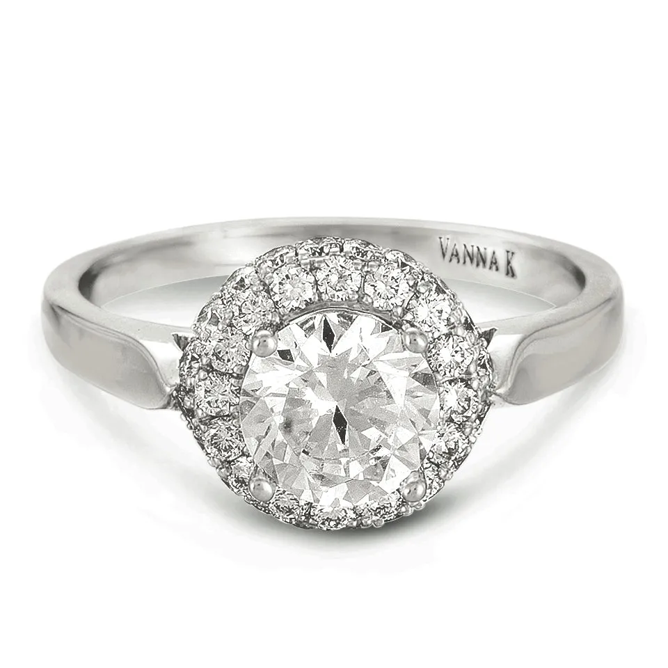 18K White Gold Halo Diamond Engagement Ring