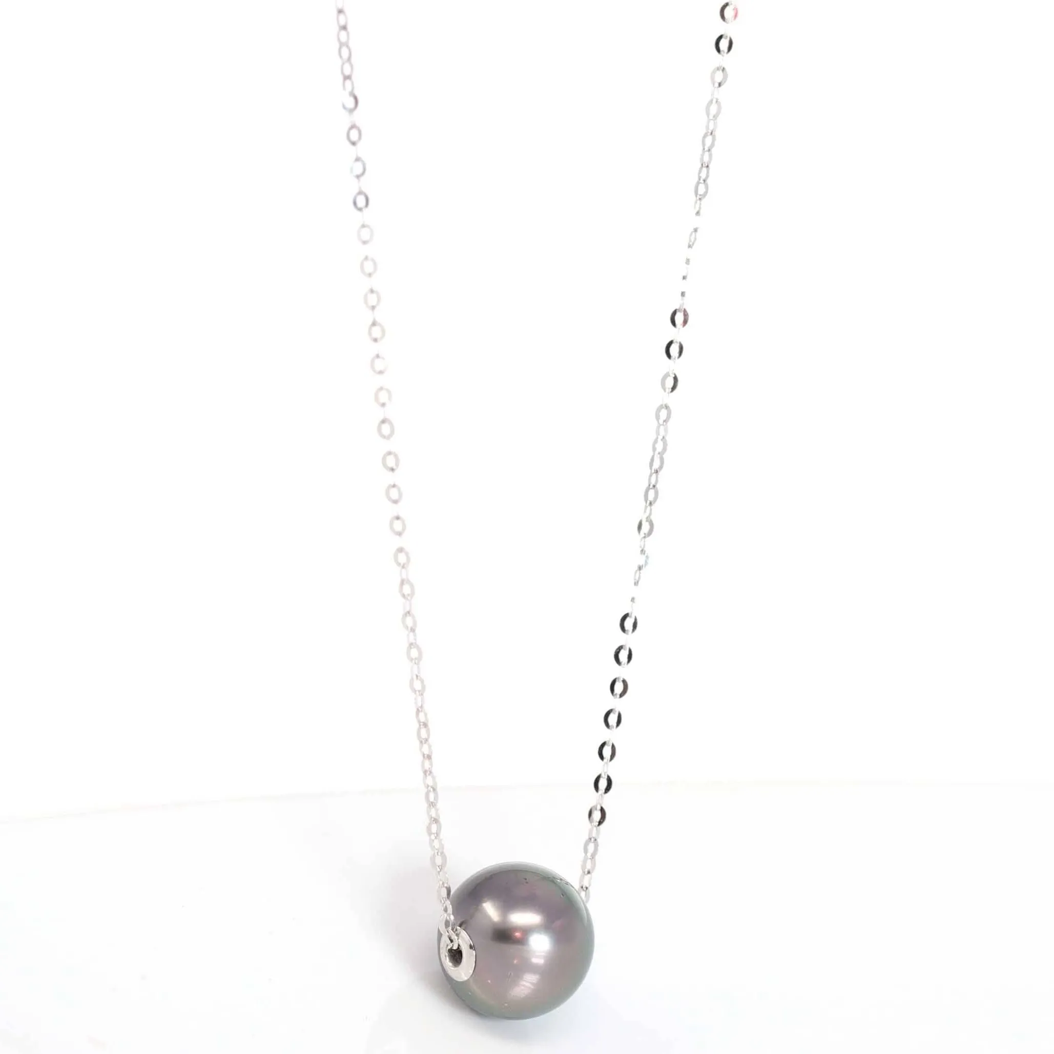 18k White Gold Tahitian AA Pearl Necklace