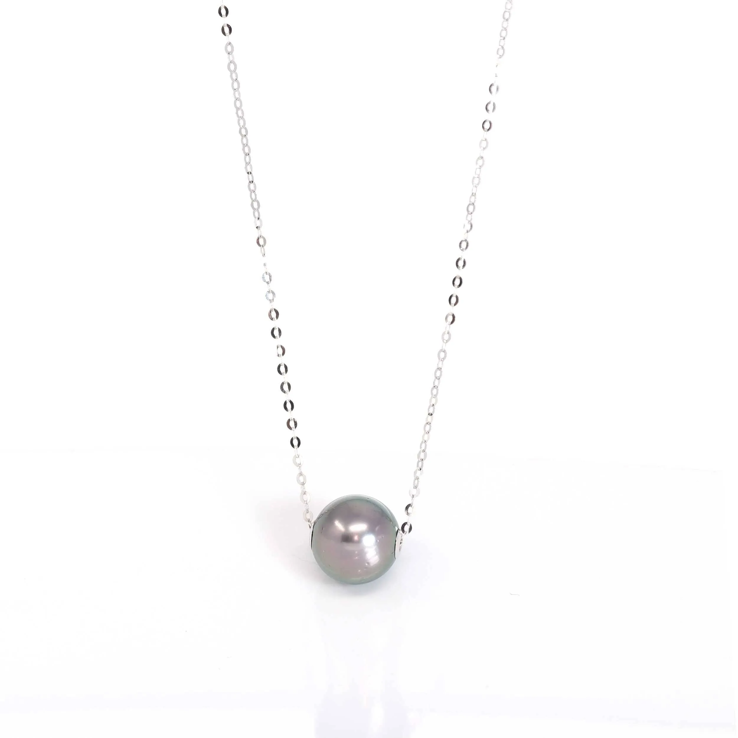 18k White Gold Tahitian AA Pearl Necklace